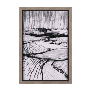 Rural Sketch-I by Mercana Studio a Hand Embellished Textured Framed Art Print
