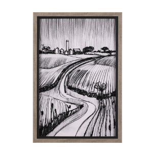 Rural Sketch-II by Mercana Studio a Hand Embellished Textured Framed Art Print
