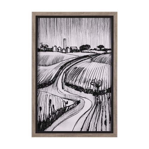 14803 - Rural Sketch-II by Mercana Studio a Hand Embellished Textured Framed Art Print