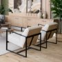 68760 - Stamford Light Beige Upholstered Seat w/ Wood Back, Metal Frame Accent Chair 
