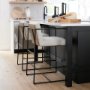 68764 - Stamford 36" Total Height Light Beige Upholstered Seat w/ Wood Back, Metal Frame Counter Stool