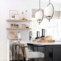 70199 - Farrah Frosted Glass Globe set in Matte Black Metal Pendant Ceiling Light