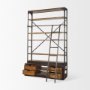 50031-AB - Brodie II Medium Brown Wood Black Ladder Four Shelf Shelving Unit 57L x 20.5W x94H