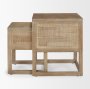69900 - Grier Set of 2 Light Brown Solid Wood w/ Cane Nesting Accent Tables