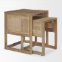 69900 - Grier Set of 2 Light Brown Solid Wood w/ Cane Nesting Accent Tables