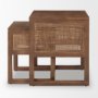 69901 - Grier Set of 2 Medium Brown Solid Wood w/ Cane Nesting Accent Tables