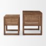 69901 - Grier Set of 2 Medium Brown Solid Wood w/ Cane Nesting Accent Tables