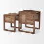 69901 - Grier Set of 2 Medium Brown Solid Wood w/ Cane Nesting Accent Tables