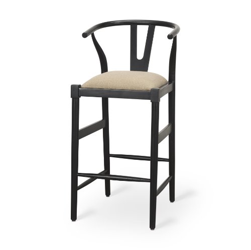 70194 - Trixie Black Wood Frame w/ Dark Taupe Fabric Seat Bar Stool