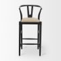 70194 - Trixie Black Wood Frame w/ Dark Taupe Fabric Seat Bar Stool