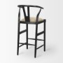 70194 - Trixie Black Wood Frame w/ Dark Taupe Fabric Seat Bar Stool
