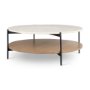 69924-AB - Larkin Marble Top w/ Brown Wood Shelf Round Coffee Table