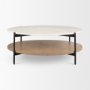 69924-AB - Larkin Marble Top w/ Brown Wood Shelf Round Coffee Table