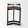 70170 - Larkin Marble & Dark Brown Wood Tabletop Nesting End/Side Tables