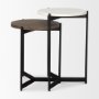 70170 - Larkin Marble & Dark Brown Wood Tabletop Nesting End/Side Tables