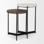 70170 - Larkin Marble & Dark Brown Wood Tabletop Nesting End/Side Tables