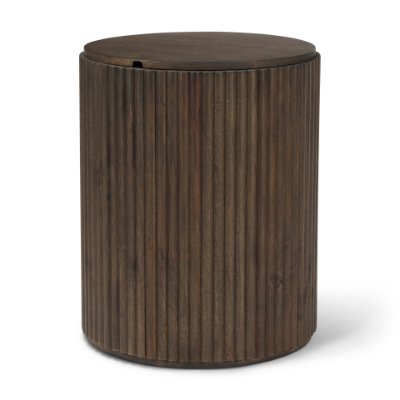 69881 - Terra 18L x 18W x 22H Dark Brown Wood Fluted Round Side Table