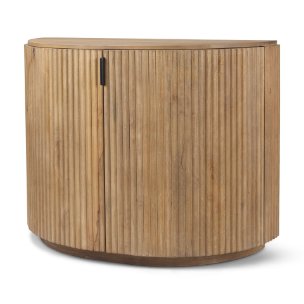 Terra Fluted Light Brown Wood 2-Door Accent Cabinet