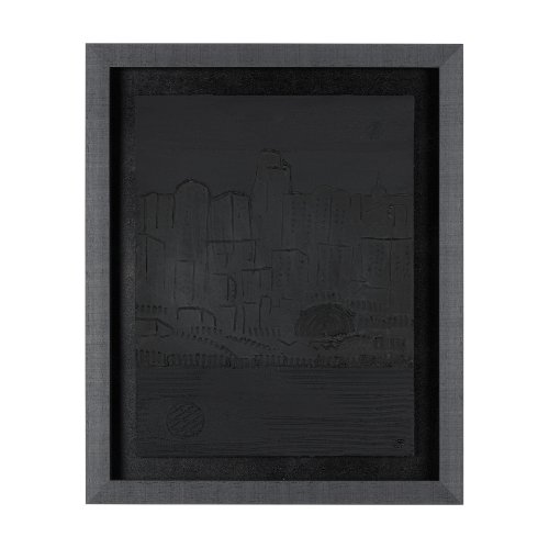 14889 - Shadow of the City II by Mercana Studio Hand Embellished Textured Framed Art Print Matted under Glas