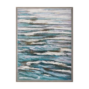 Sunshine Glare on The Waves I by Mercana Studio a Hand Embellished Textured Framed Canvas