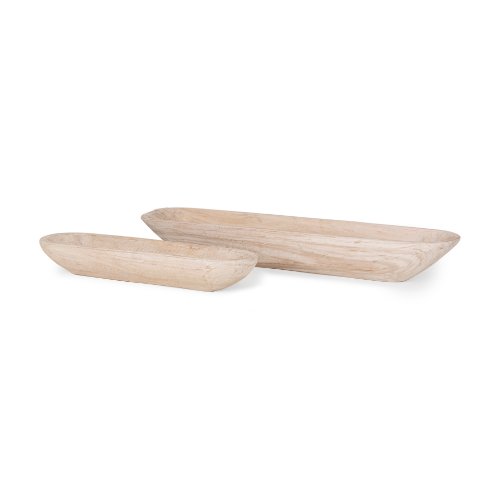 70148 - Athena Set of 2 Extra Large  Light-Wash Reclaimed Wood Trays