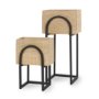 70156 - Jadine Set of 2  Beige Wood w/ Black Metal Arch Frames