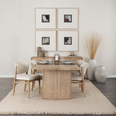 69905 - Grier 84" Light Brown Wood w/ Cane Dining Table