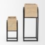 70156 - Jadine Set of 2  Beige Wood w/ Black Metal Arch Frames