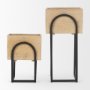 70156 - Jadine Set of 2  Beige Wood w/ Black Metal Arch Frames