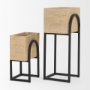 70156 - Jadine Set of 2  Beige Wood w/ Black Metal Arch Frames
