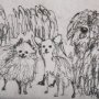 14838 - Three Buddies by Mercana Studio a Hand Embellished Textured Framed Art Print Matted under Glass
