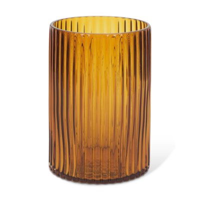 70362 - Dawn 8" Ribbed Amber Glass Vase