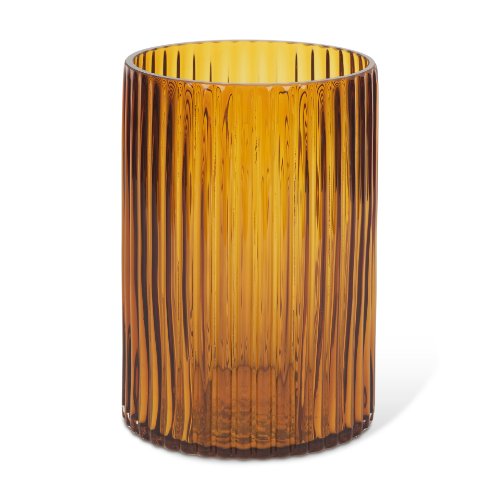 70362 - Dawn 8" Ribbed Amber Glass Vase