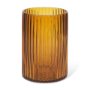 70362 - Dawn 8" Ribbed Amber Glass Vase