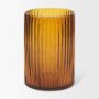 70362 - Dawn 8" Ribbed Amber Glass Vase