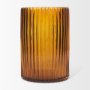 70362 - Dawn 8" Ribbed Amber Glass Vase
