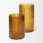 70362 - Dawn 8" Ribbed Amber Glass Vase