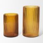 70362 - Dawn 8" Ribbed Amber Glass Vase