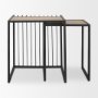 70196 - Miles Black Metal w/ Light Wood Nesting End/Side Table