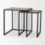 70196 - Miles Black Metal w/ Light Wood Nesting End/Side Table