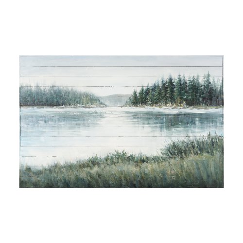 70373 - Mere Pond Lake 60x40 Hand Painted on Wood Oil Painting