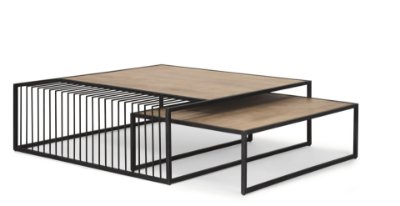70197 - Miles Black Metal w/ Light Wood Nesting Coffee Table