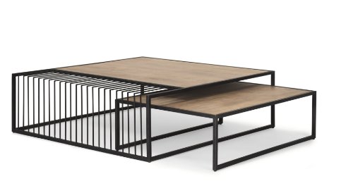 70197 - Miles Black Metal w/ Light Wood Nesting Coffee Table