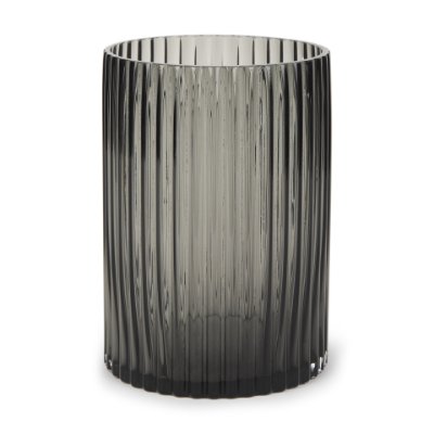 70360 - Dawn 8" Ribbed Smoke Gray Glass Vase