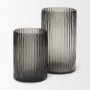 70360 - Dawn 8" Ribbed Smoke Gray Glass Vase