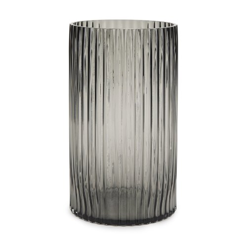 70361 - Dawn 11.4" Ribbed Smoke Gray Glass Vase