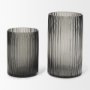 70361 - Dawn 11.4" Ribbed Smoke Gray Glass Vase