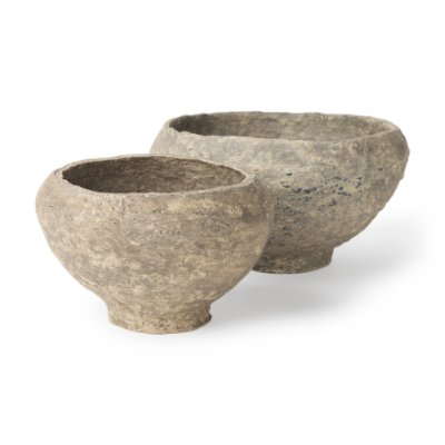 70216 - Sonu Set of 2 Gray Paper Mache Half-Pot Bowls