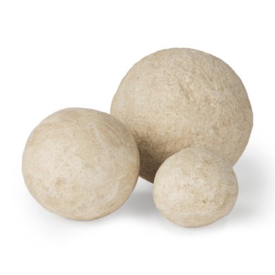 70219 - Sunita Set of 3 Beige Paper Mache Orbs