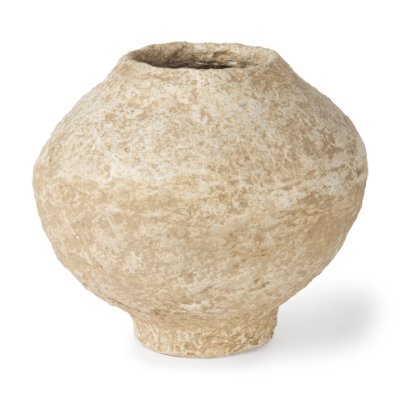 70214 - Ritu Small Beige Paper Mache Pot Vase